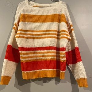 ⭐️ 3 for $10 White, Orange, and Red Striped Sweater